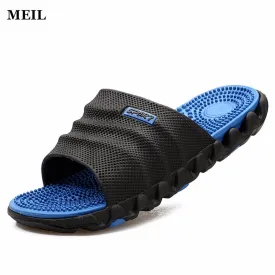 2017 Summer Slippers Men Casual Sandals Leisure Soft Slides IVI Plastic Indoor Acupoint Massage Slippers for Men