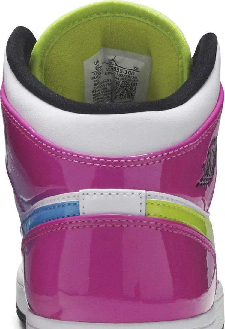 Air Jordan 1 Mid SE GS Cyber Active Fuchsia sneakers, white