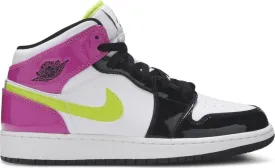 Air Jordan 1 Mid SE GS Cyber Active Fuchsia sneakers, white