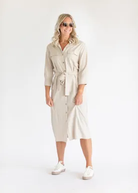 Cargo Button Up 3/4 Sleeve Shirt Dress - FINAL SALE