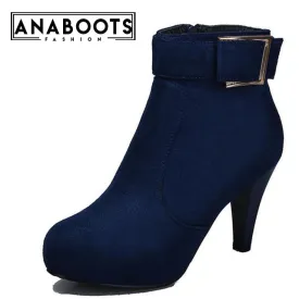 Flock High Heels Party Women's Ankle Boots  Winter