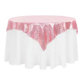 Glitz Sequin Tablecloth Overlay Topper 54"x54" Square - Pink