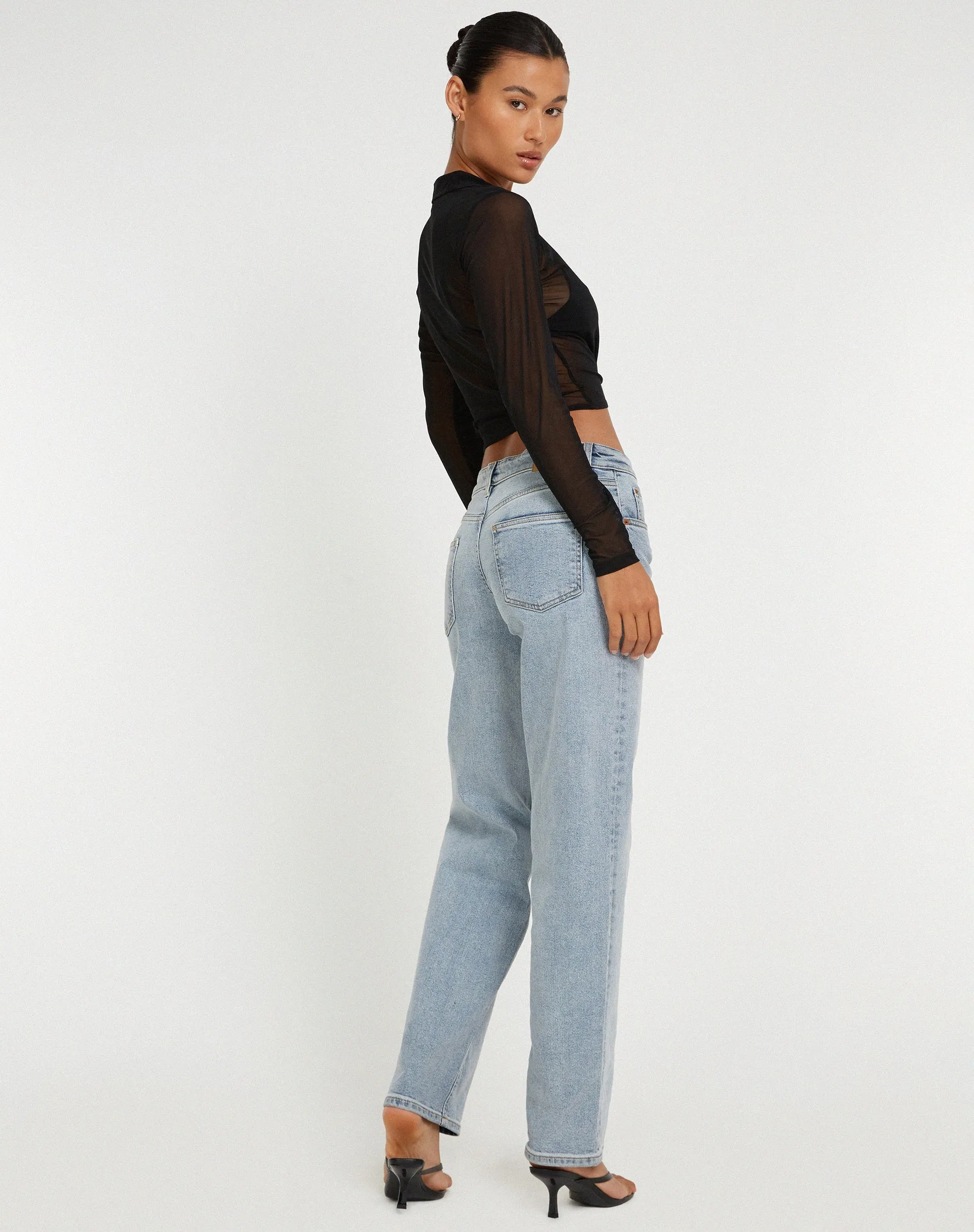 Kelly Cropped Shirt in Mesh Black