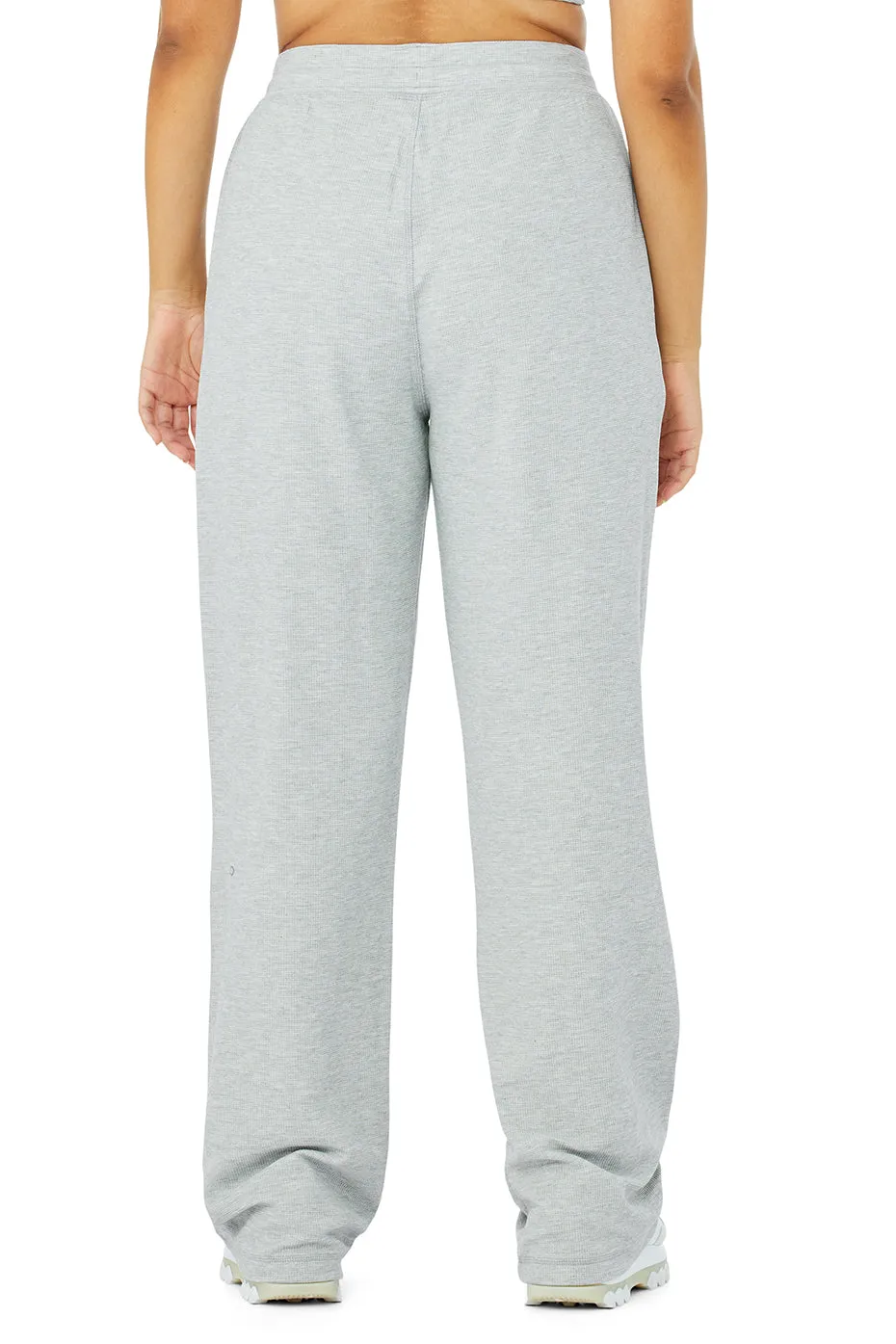 Micro Waffle High-Waist Pleasant Wide Leg Pant - Athletic Heather Grey