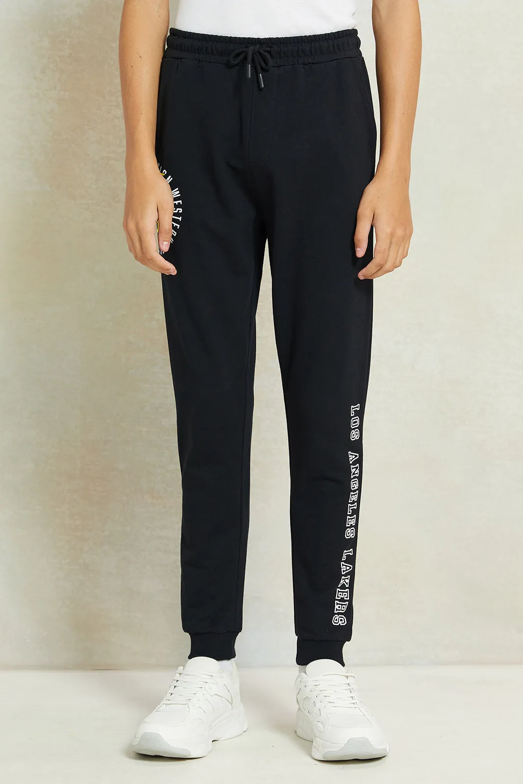 Senior Boys Black Lakers Printed Active Pants