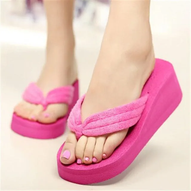 SIZE 42 Women Flip Flops Wedges Platform Slippers Beach Thick Heel Sandals Wedge Slippers Wedges Slides Women Summer Shoes